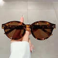 Gafas de sol redondas vintage con montura de carey, estampado de leopardo y remaches - Montura de Leopardo / Lentes Té