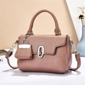 Vintage rose pink textured leather crossbody bag with silver hardware and mini coin purse - Pink