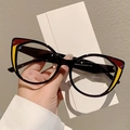Occhiali cat eye con montatura nera e accenti triangolari a contrasto rosso e giallo - Montatura Grigio Scuro Rosso Lente Trasparente