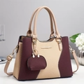 Elegante borsa a tracolla bordeaux e beige con trama intrecciata e mini portamonete - Rosso