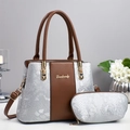 Set borsa a mano due pezzi in ecopelle marrone con trama a motivo serpente - Stile Giunzione Motivo Serpente Argento (A96201) / Argento