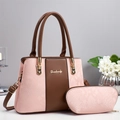 Borsa a mano rosa con motivo a serpente, manici marroni e pochette a mezzaluna - Stile Giunzione Motivo Serpente Rosa (A96201) / Rosa