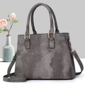 Sac fourre-tout gris foncé texturé avec double poignée et bandoulière réglable - Noir