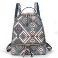 Zaino etnico con motivi geometrici, spallacci blu e cerniere metalliche dorate - Blu