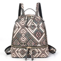 Zaino etnico con motivo jacquard geometrico bohémien su sfondo bianco pulito - Nero