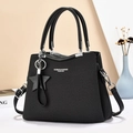 Elegant black woven leather tote bag with star charm and crossbody strap for women - Black