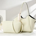 Detail of off-white tote bag with silk scarf handle and matching crossbody bag - 2-Piece Tote Bag Set (With Scarf) / 41cmx14cmx28cm / Off White