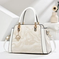 Retro marble pattern large tote bag with ballet girl pendant and adjustable strap - 30x21x11cm / Off White