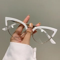 Lunettes anti-lumière bleue œil de chat avec monture blanche et métal doré - Cadre Blanc Solide Verres Transparents