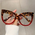 Occhiali cat-eye con stampa leopardata e montura rossa, stile moda anti-luce blu - Leopardo e Montatura Rossa