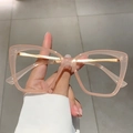 Occhiali anti-luce blu occhio di gatto con montatura rosa trasparente e aste in metallo - Rosa Trasparente