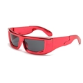 Gafas de sol cyberpunk rojo metalizado con diseño rectangular futurista estilo Y2K - Montura Roja Galvanizada Lente Gris