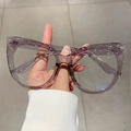 Occhiali anti luce blu occhio di gatto viola trasparente con glitter argento e montatura - Montatura Glitter Viola