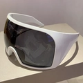 Détails de lunettes de sport futuristes blanches Y2K avec lentilles enveloppantes - Monture Blanche Verres Gris