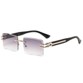 Gafas de sol cuadradas sin montura con lentes degradadas lilas y detalles dorados - Plata Degradado Gris