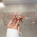 Occhiali anti luce blu quadrati oversize con montatura trasparente rosa champagne - Montatura Marrone