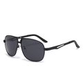 Klassische schwarze Piloten-Polarisationsbrille mit Metallrahmen und Doppelsteg für Herren - Schwarzer Rahmen Schwarz Graue Gläser