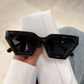 Occhiali da sole geometrici cat-eye neri con montatura spessa e lenti grigio scuro - Montatura Nera Lenti Grigio Nero