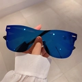 Gafas de sol sin montura con lentes de espejo azul oscuro y patillas negras modelo D007 - Montura Negra Espejo Azul (D007)