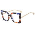 Occhiali anti-luce blu quadrati oversize con montatura colorata e stanghette in metallo - Stampa Floreale