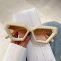 Occhiali da sole geometrici cat-eye con montatura bianco crema e lenti rosa tè - Montatura Beige Lenti Marrone Rosa