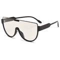 Detail einer übergroßen Retro-Sonnenbrille mit schwarzem Halbrand-Design und klaren Gläsern - Schwarzer Rahmen Klare Gläser