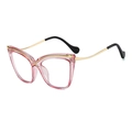 Montatura occhiali cat-eye in resina rosa trasparente con aste sottili in oro - Montatura Rosa Trasparente Lente Trasparente