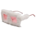 Occhiali da sole cat eye con pelliccia sintetica bianca e lenti rosa rettangolari - Pelliccia Bianca Montura Arancione Lenti Sfumate Rosa