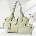 Ensemble sac cabas et pochette rétro vert sauge avec texture marbrée et bandoulière - Vert