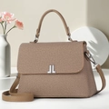 Borsa a tracolla kaki in tessuto intrecciato con chiusura JL in metallo e tracolla rimovibile - Cachi