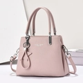 Dettaglio della borsa rosa in pelle martellata con ciondolo a stella e fibbie - Rosa