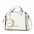 Fashionable beige women's handbag with a cute cat charm and stylish gold metal logo - Off White