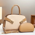 Beige faux crocodile skin handbag with G-buckle details and adjustable shoulder strap - Khaki