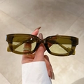 Retro square olive green sunglasses with translucent frames for a minimalist trendy look - Jelly Green Light Green Lens