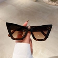 Detailed close-up of dark amber tortoiseshell cat-eye frames and gradient brown lenses - Hawksbill Frame Gradient Brown