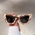 Retro cat eye sunglasses with tortoise marble frame and dark lenses on neutral background - Off-white Frame Grey Lens