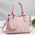 Borsa tote con motivo marmo rosa dotata di mini portamonete e tracolla argentata rimovibile - Rosa