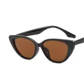 Cat eye sunglasses with bright black frame and tea-colored lenses for women - One Size / Glossy Black / Tea Lenses