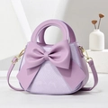 Lila Modehandtasche mit dekorativer Lederschleife und goldenen Metallbeschlägen für Damen - Lila