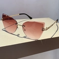 Lunettes de soleil œil de chat sans monture avec verres marron dégradé et métal doré - Marron Dégradé