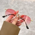 Occhiali da sole retrò tondi con montatura in metallo dorato e lenti rosa sfumate - Montatura Oro Lenti Sfumate Rosa