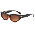 Fashion cat eye sunglasses for women with black and tortoiseshell frames and gradient lenses - Black Leopard Frame / Gradient Brown Lenses