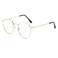 Retro small round metal sunglasses in gold finish with sleek black temple tips - Gold Frame Clear Lens