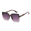 Chic rimless square sunglasses for women with dark purple gradient lenses and brown frame - Burgundy