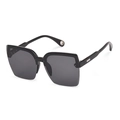 Modern rimless cat-eye sunglasses with bright black frame and dark grey tinted lenses - Black