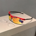 Detail of red sports sunglasses with golden mirrored lenses and transparent myopia frame - Red Black Frame Red Mirror