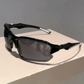 Macro detail of aerodynamic matte black frame and white non-slip pads for sports sunglasses - Black Frame Black Grey Lens Black and White Legs