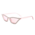 Occhiali da sole cat eye rosa con montatura in strass e stile estetico retrò Y2K - Montatura rosa trasparente lenti rosa