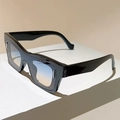 Detail of square vintage sunglasses with black frames and blue-orange gradient lenses - Black Frame Blue Tea Lens