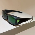 Professional black sports protective goggles with wide side shields and green lenses - Black Frame Green Lens